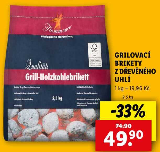 GRILOVACÍ BRIKETY Z DŘEVĚNÉHO UHLÍ, 2,5 kg