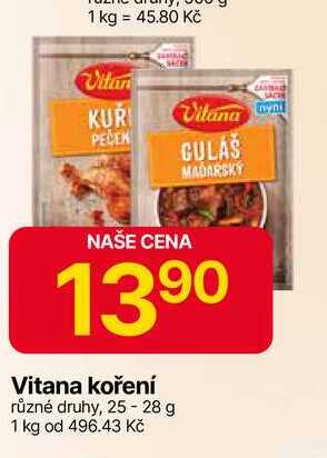 Vitana koření různé druhy, 25-28 g