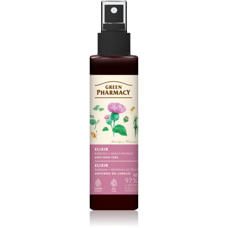Green Pharmacy Burdock & Wheat proteins Elixir bezoplachová vlasová péče proti vypadávání vlasů 150 ml
