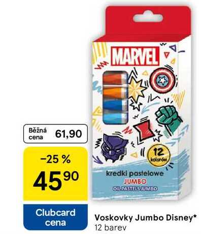 Voskovky Jumbo Disney, 12 barev 