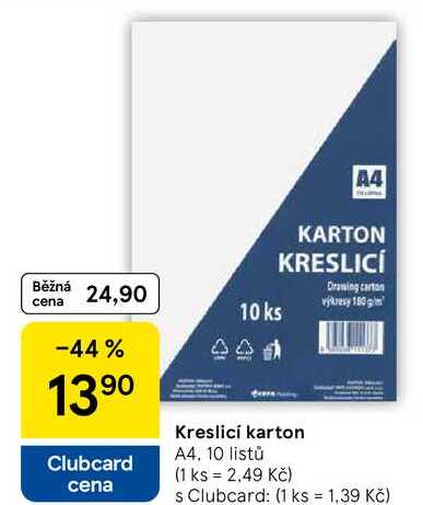 Kreslici karton, A4, 10 listů 