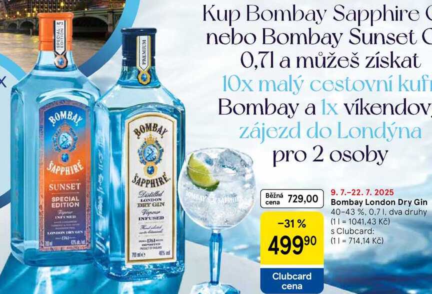 Bombay London Dry Gin 40-43 %, 0,7 l