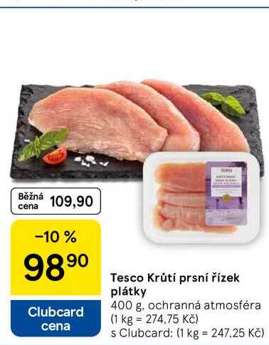 Tesco Krůtí prsní řízek plátky, 400 g 