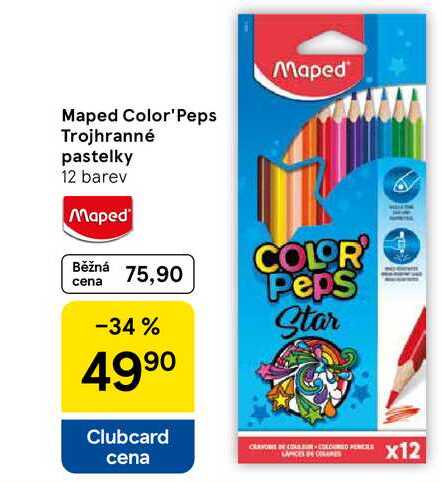 Maped Color' Peps Trojhranné pastelky, 12 barev  