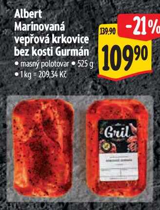 Albert Marinovaná vepřová krkovice bez kosti Gurmán, 525 g