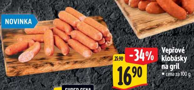 Vepřové klobásky na gril, cena za 100 g 
