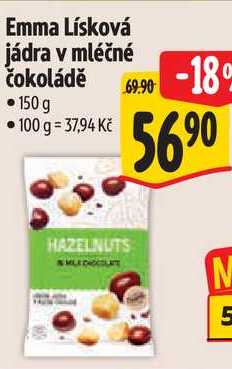 Emma Lísková jádra v mléčné čokoládě, 150 g