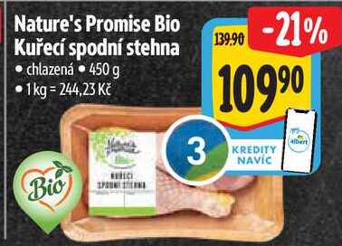Nature's Promise Bio Kuřecí spodní stehna, 450 g