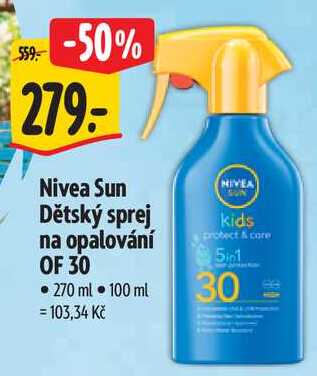 Nivea Sun Dětský sprej na opalování OF 30, 270 ml