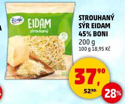 STROUHANÝ SÝR EIDAM 45% BONI, 200 g