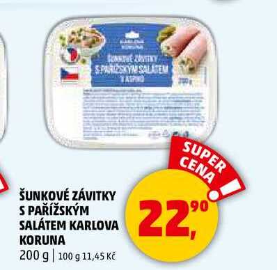 ŠUNKOVÉ ZÁVITKY S PAŘÍŽSKÝM SALÁTEM KARLOVA KORUNA, 200 g  