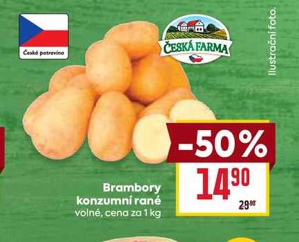 Brambory konzumní rané volné, cena za 1 kg