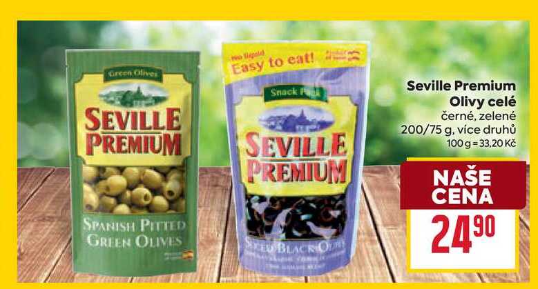 Seville Premium Olivy celé černé, zelené 200/75 g