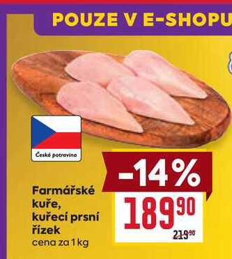 Farmářské kuře, kuřecí prsní řízek cena za 1 kg 