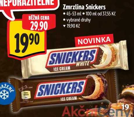 Zmrzlina Snickers, 45-53 ml 