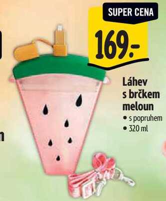 Láhev s brčkem meloun 