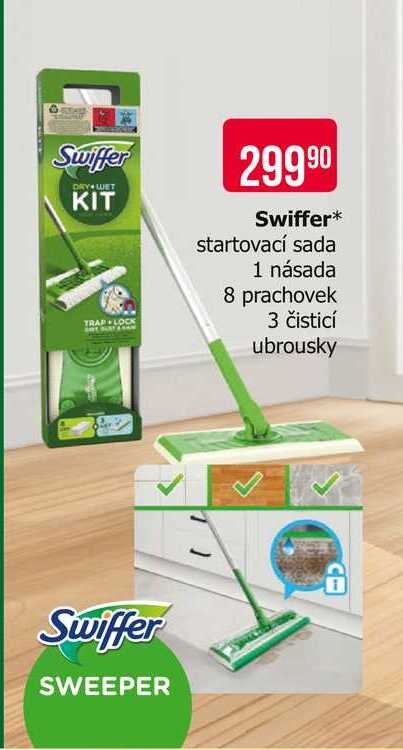 Swiffer startovací sada 1 násada 8 prachovek 3 čisticí ubrousky 