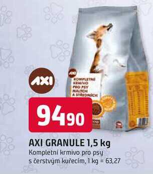 AXI GRANULE 1,5 kg Kompletní krmivo pro psy s čerstvým kuřecím