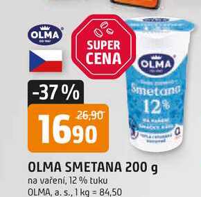 OLMA SMETANA 200 g na vaření, 12% 