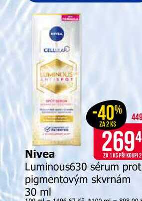 Nivea Luminous630 sérum proti pigmentovým skvrnám 30 ml