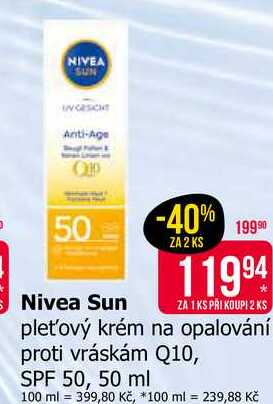 Nivea Sun pleťový krém na opalování proti vráskám Q10, SPF 50, 50 ml 