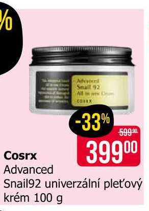 Cosrx Advanced Snail92 univerzální pleťový krém 100 g 