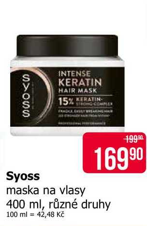 Syoss maska na vlasy 400 ml, různé druhy