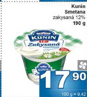 Kunín Smetana zakysaná 12% 190g
