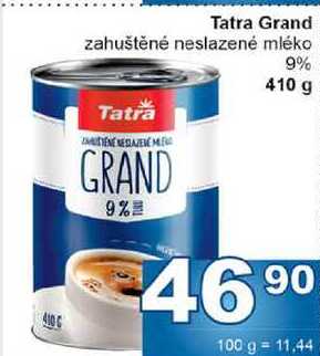 Tatra Grand zahuštěné neslazené mléko 9% 410 g