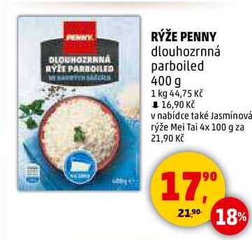 RÝŽE PENNY dlouhozrnná parboiled, 400 g  