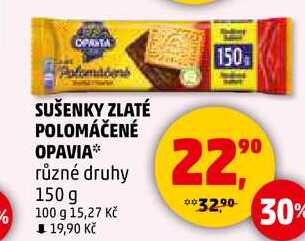 Opavia Zlaté Polomáčené sušenky, 150 g