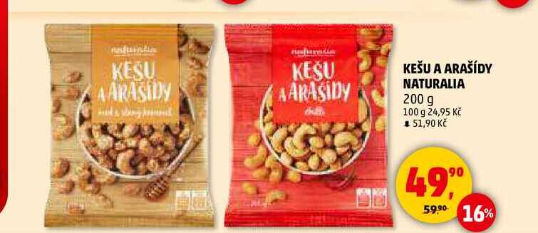 KEŠU A ARAŠÍDY NATURALIA, 200 g 