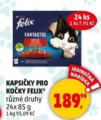 KAPSIČKY PRO KOČKY FELIX různé druhy, 24x 85 g 