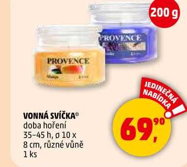 VONNÁ SVÍČKA doba hoření 35-45 h, ø 10 x 8 cm, různé vůně, 1 ks 