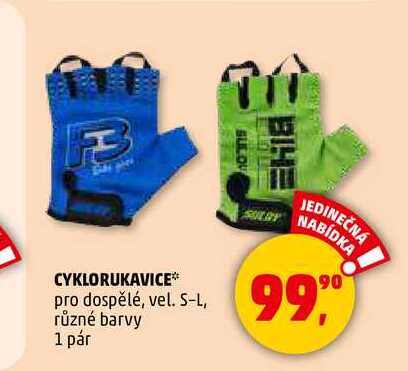 CYKLORUKAVICE pro dospělé, vel. S-L, různé barvy, 1 pár 