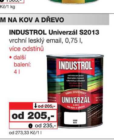 INDUSTROL Univerzál S2013 vrchní lesklý email, 0,75l 