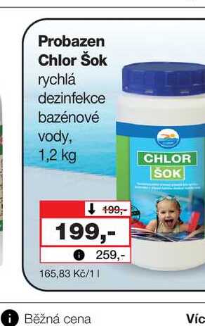 Probazen Chlor Šok rychlá dezinfekce bazénové vody, 1,2 kg 