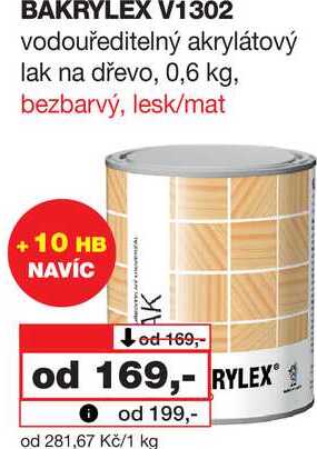 BAKRYLEX V1302 vodouředitelný akrylátový lak na dřevo, 0,6 kg
