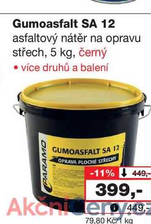 Gumoasfalt SA 12 asfaltový nátěr na opravu střech, 5 kg, černý 