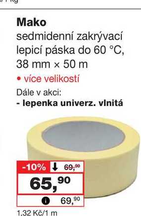 Mako sedmidenní zakrývací lepicí páska do 60 °C, 38 mm x 50 m 