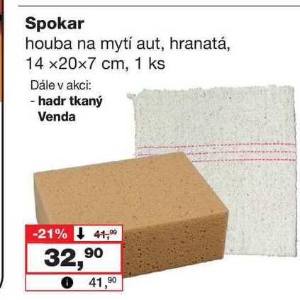 Spokar houba na mytí aut, hranatá, 14 x20x7 cm, 1 ks 