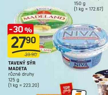 TAVENÝ SÝR MADETA různé druhy 125 g 