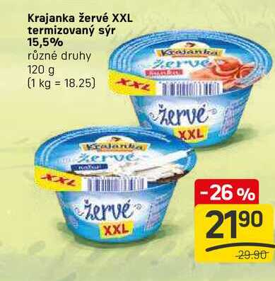 Krajanka žervé XXL termizovaný sýr 15,5% různé druhy 120 g 