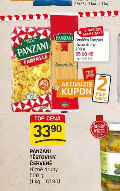 PANZANI TĚSTOVINY ČERVENÉ různé druhy 500 g 