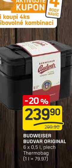 BUDWEISER BUDVAR ORIGINAL 6 x 0,5 l, plech 