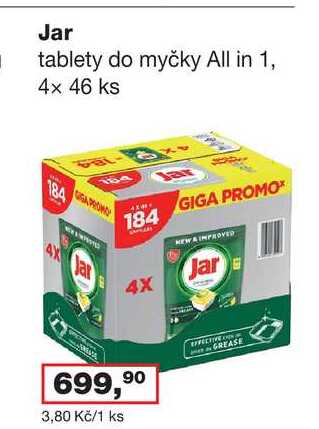 Jar tablety do myčky All in 1, 4x 46 ks 184ks