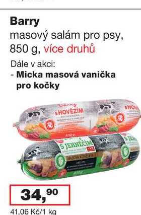 Barry masový salám pro psy, 850 g, více druhů