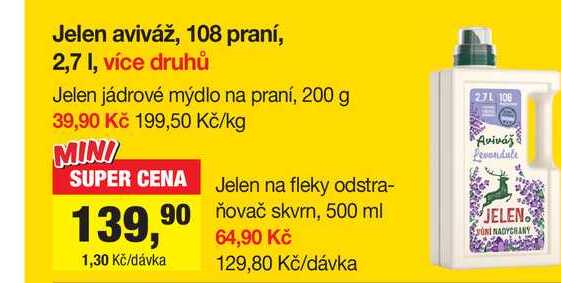 Jelen aviváž, 108 praní, 2,7 l