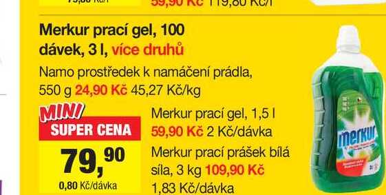 Merkur prací gel, 100 dávek, 3l