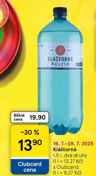Kláštorná, 1,5 l, dva druhy  